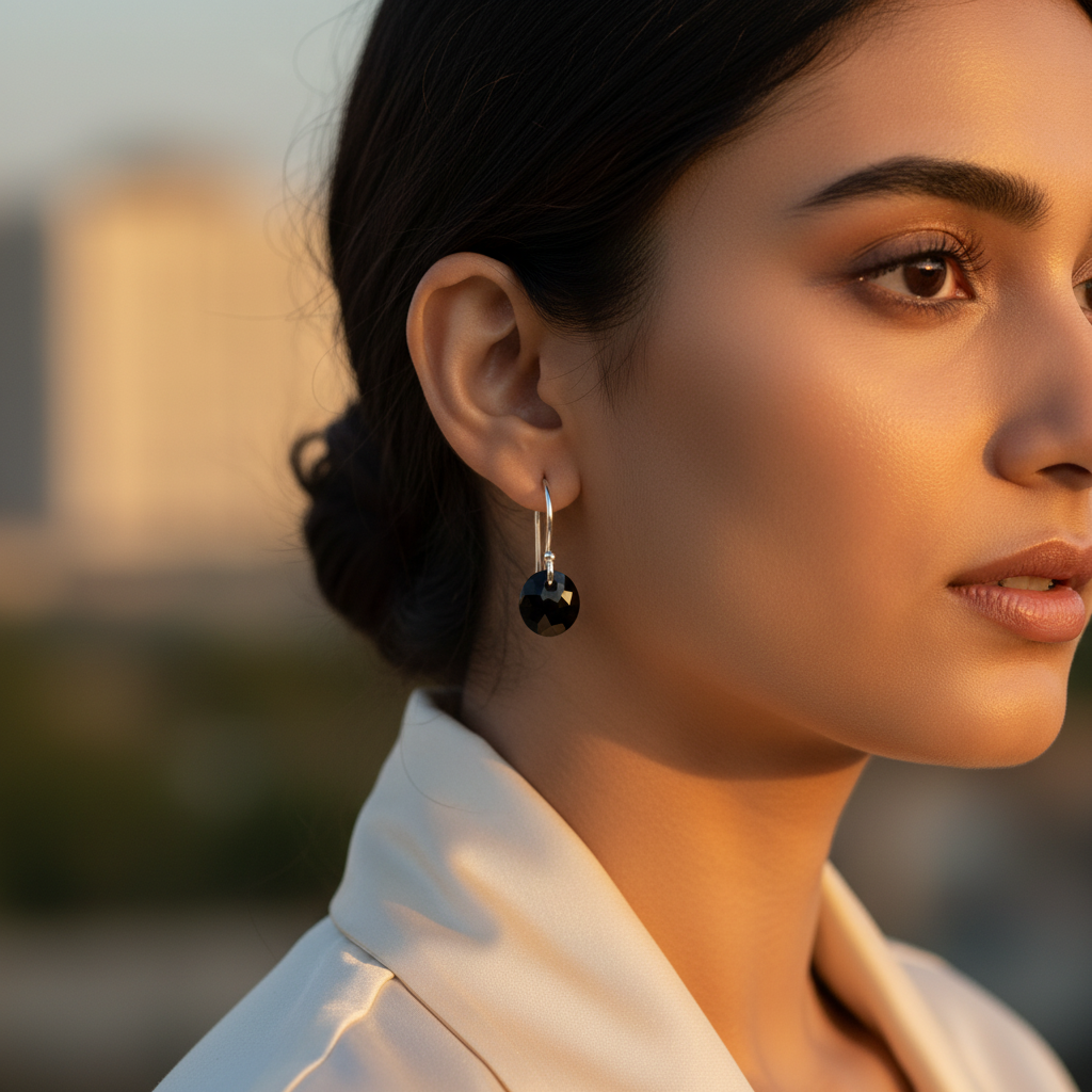 925 Silver Black Onyx Drop Earrings for Women | Dangle Earrings