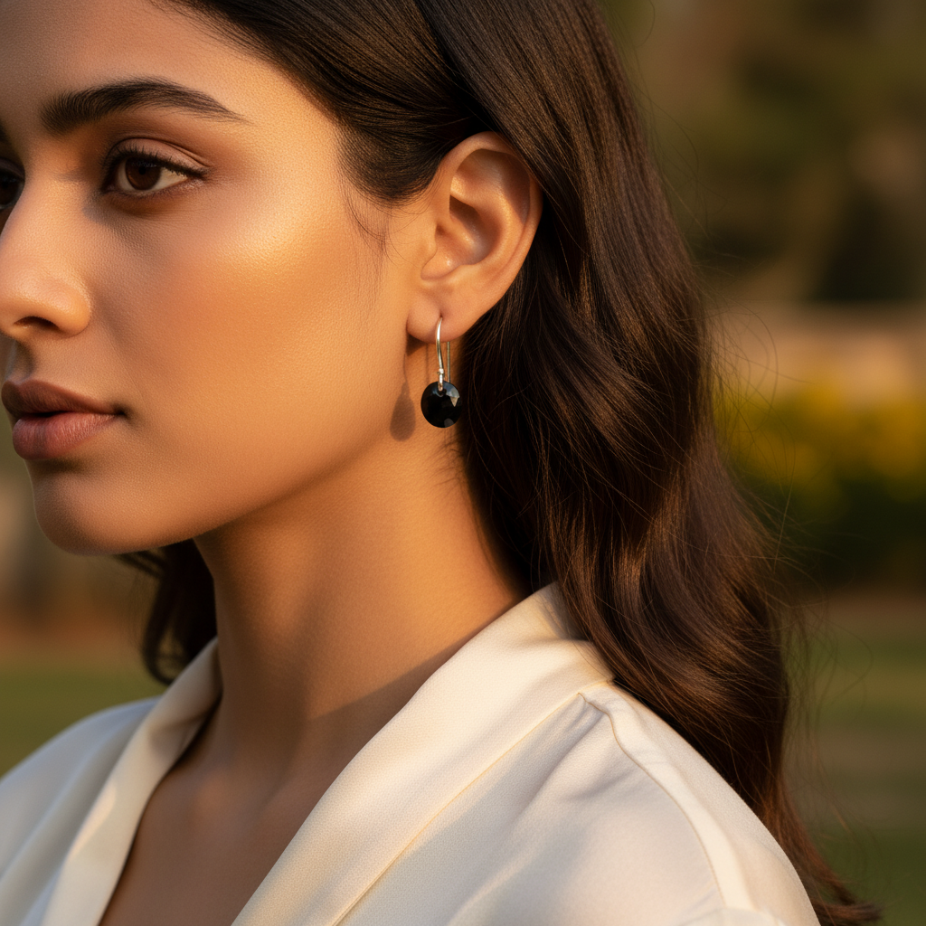925 Silver Black Onyx Drop Earrings for Women | Dangle Earrings
