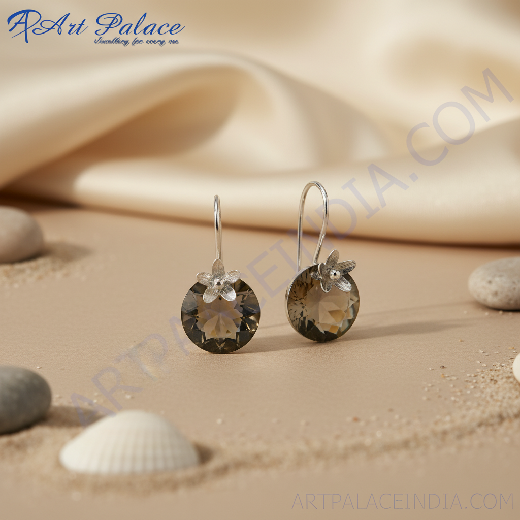Silver Smoky Quartz Earrings for Women | Dangle Jewelry