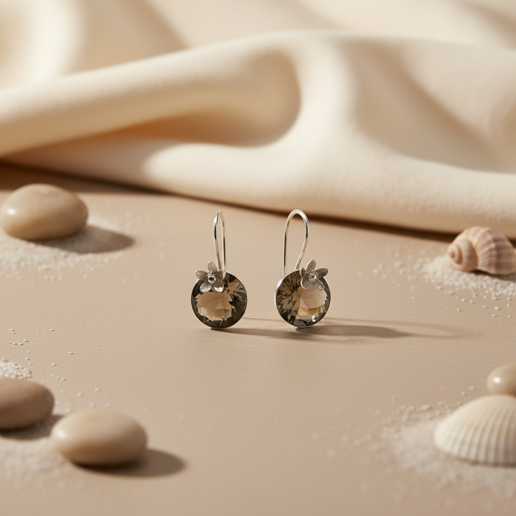 Silver Smoky Quartz Earrings for Women | Dangle Jewelry