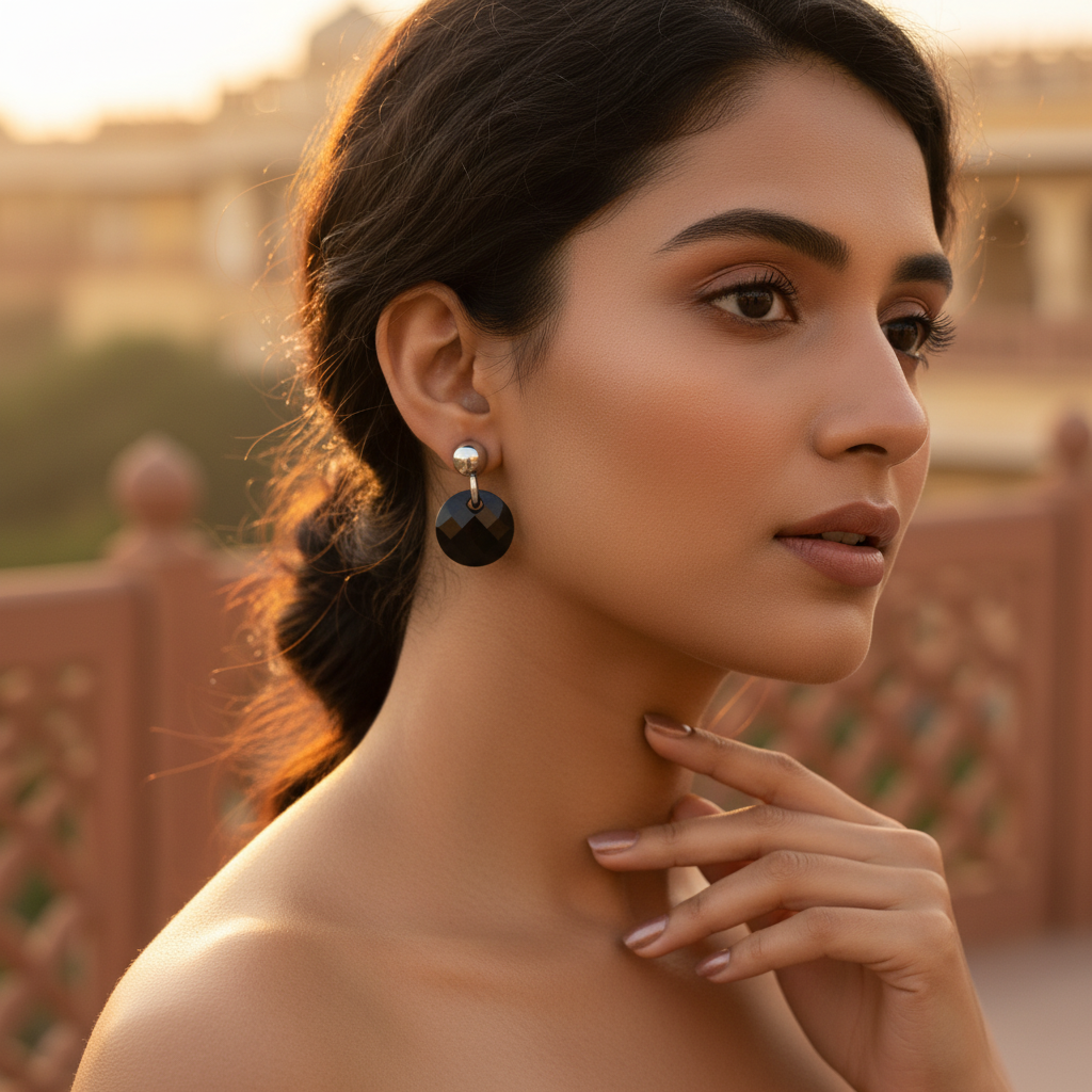 925 silver black gemstone stud earrings for women | gift