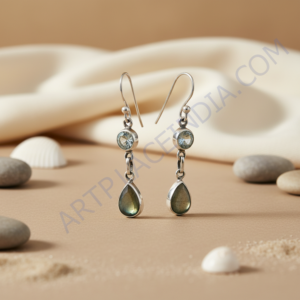 925 Silver Labradorite Drop Earrings for Women | Dangle Earrings