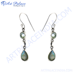 Load image into Gallery viewer, 925 sterling silver drop earrings with blue and green labradorite gemstones
