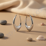 Load image into Gallery viewer, Silver Teardrop Hoop Earrings | Modern Jewelry for Women
