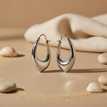 Load image into Gallery viewer, Silver Teardrop Hoop Earrings | Modern Jewelry for Women
