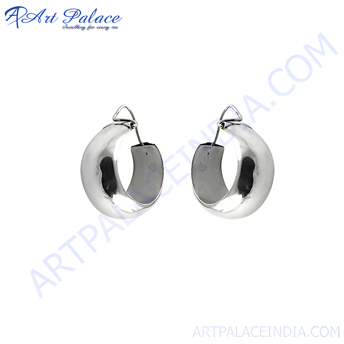Silver chunky tube hoop earrings