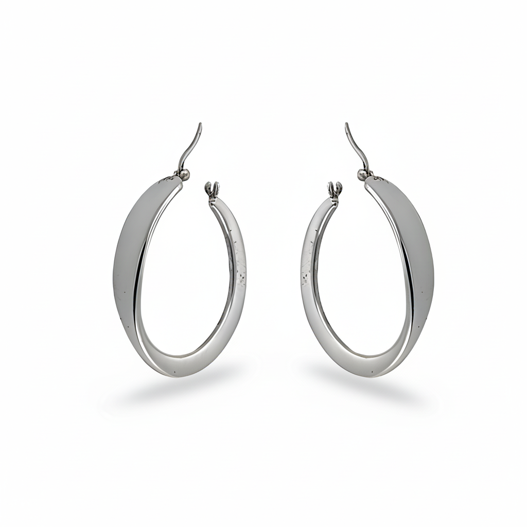 Silver Oval Hoop Earrings for Women | Dainty Minimalist Jewelry