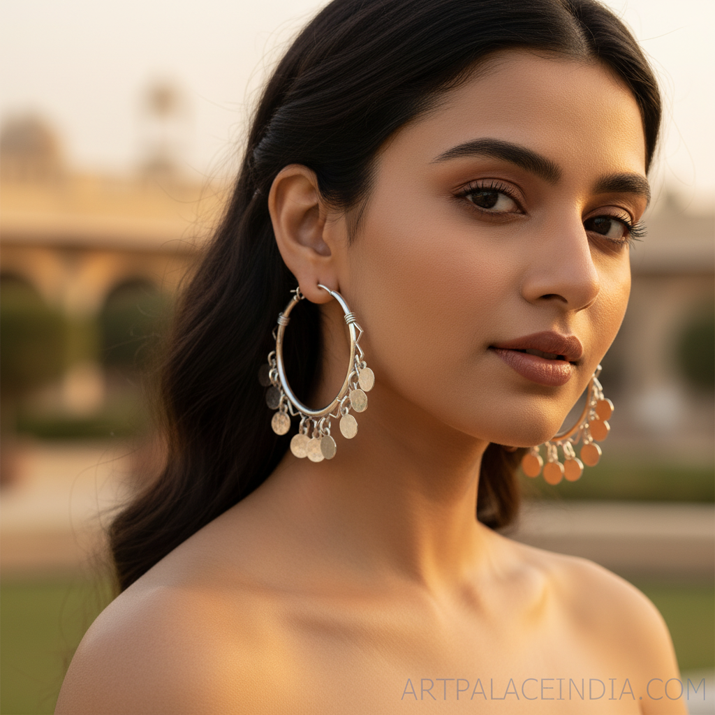 Aros de disco de plata 925 para mujer | Joyas colgantes