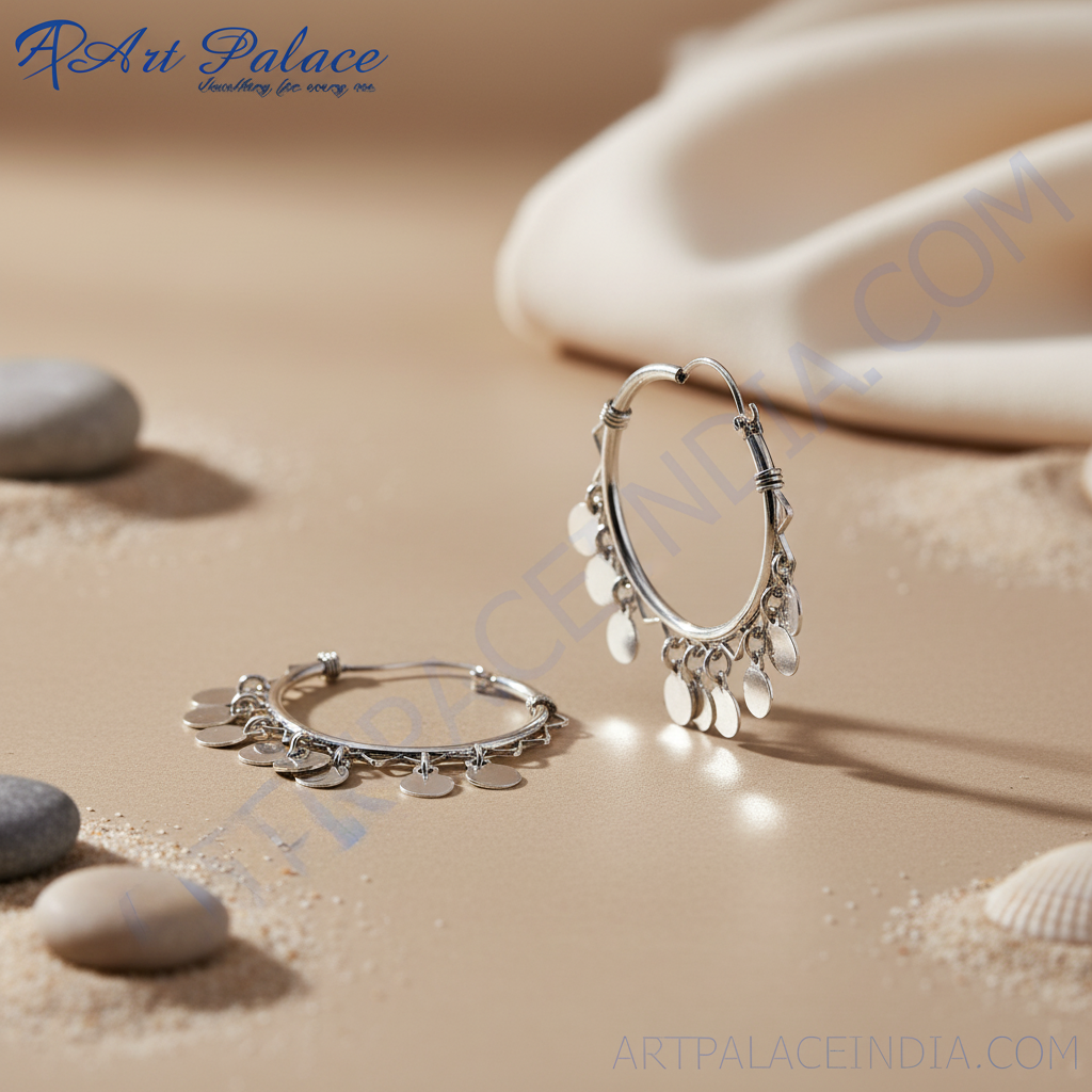 Aros de disco de plata 925 para mujer | Joyas colgantes