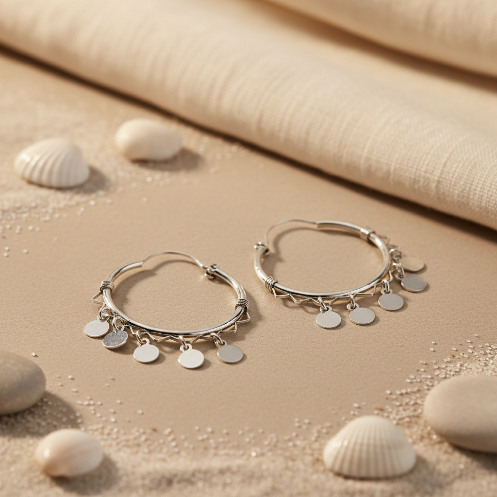 925 Silver Disc Hoop Earrings for Women | Dangle Jewelry