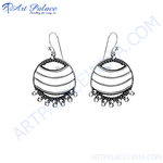 Load image into Gallery viewer, 925 sterling silver round dangle earrings with detailed design for women

