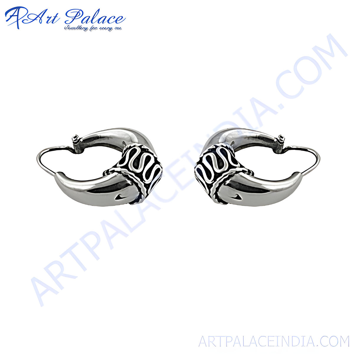 Silver hoop earrings with a unique design, perfect for a statement look