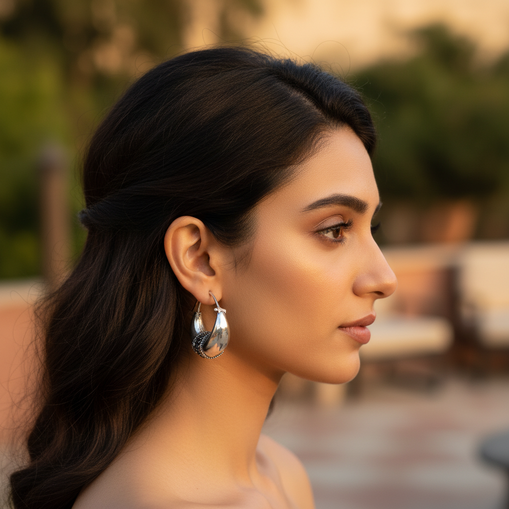 925 Silver Oval Hoop Earrings for Women | Dainty Jewelry