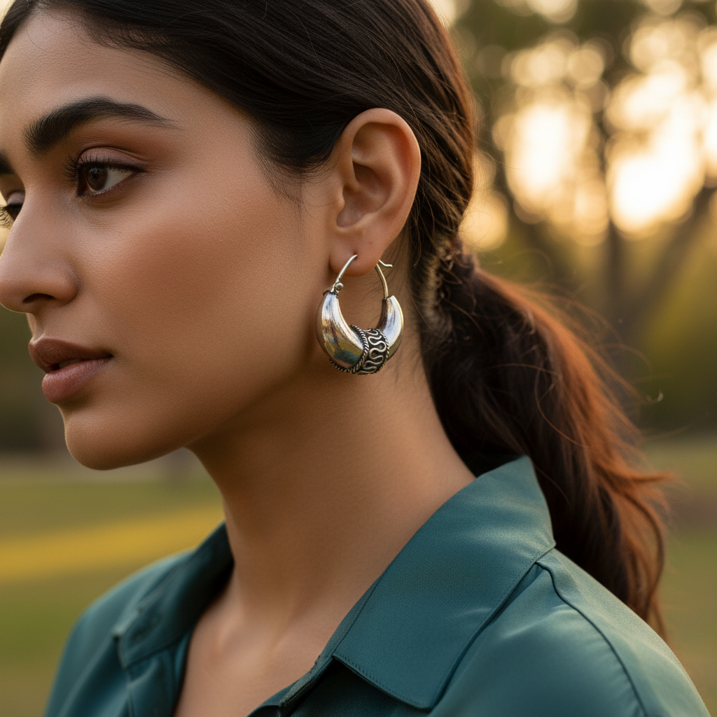 925 Silver Oval Hoop Earrings for Women | Dainty Jewelry