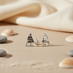 将图像加载到图库查看器中， Silver Sailboat Stud Earrings for Women | Fashion Jewelry
