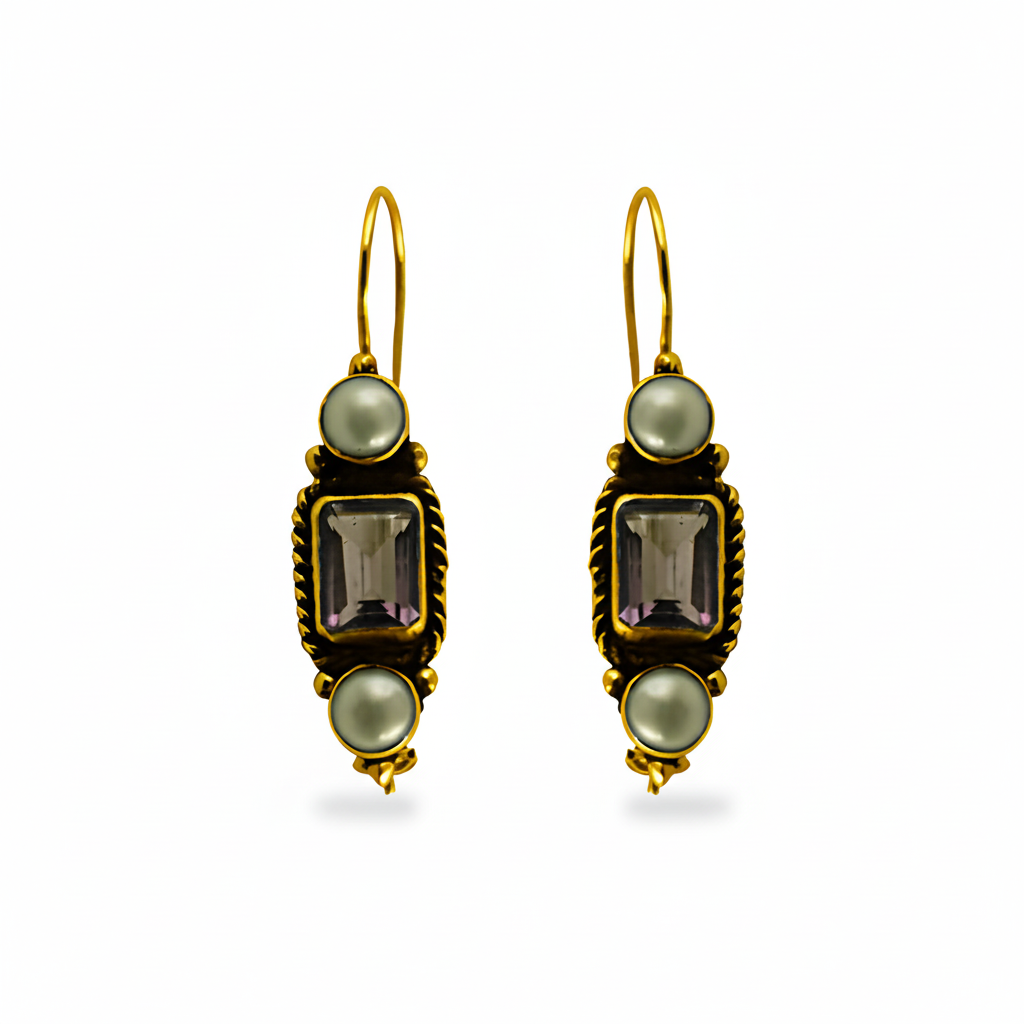 gold plating Gemstone Drop Earrings for Women | Statement Jewelry