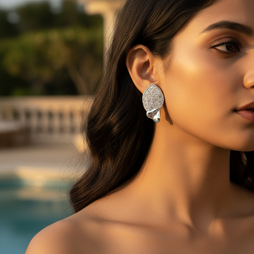 925 Silver Stud Earrings for Women | Daily Wear Leaf Design