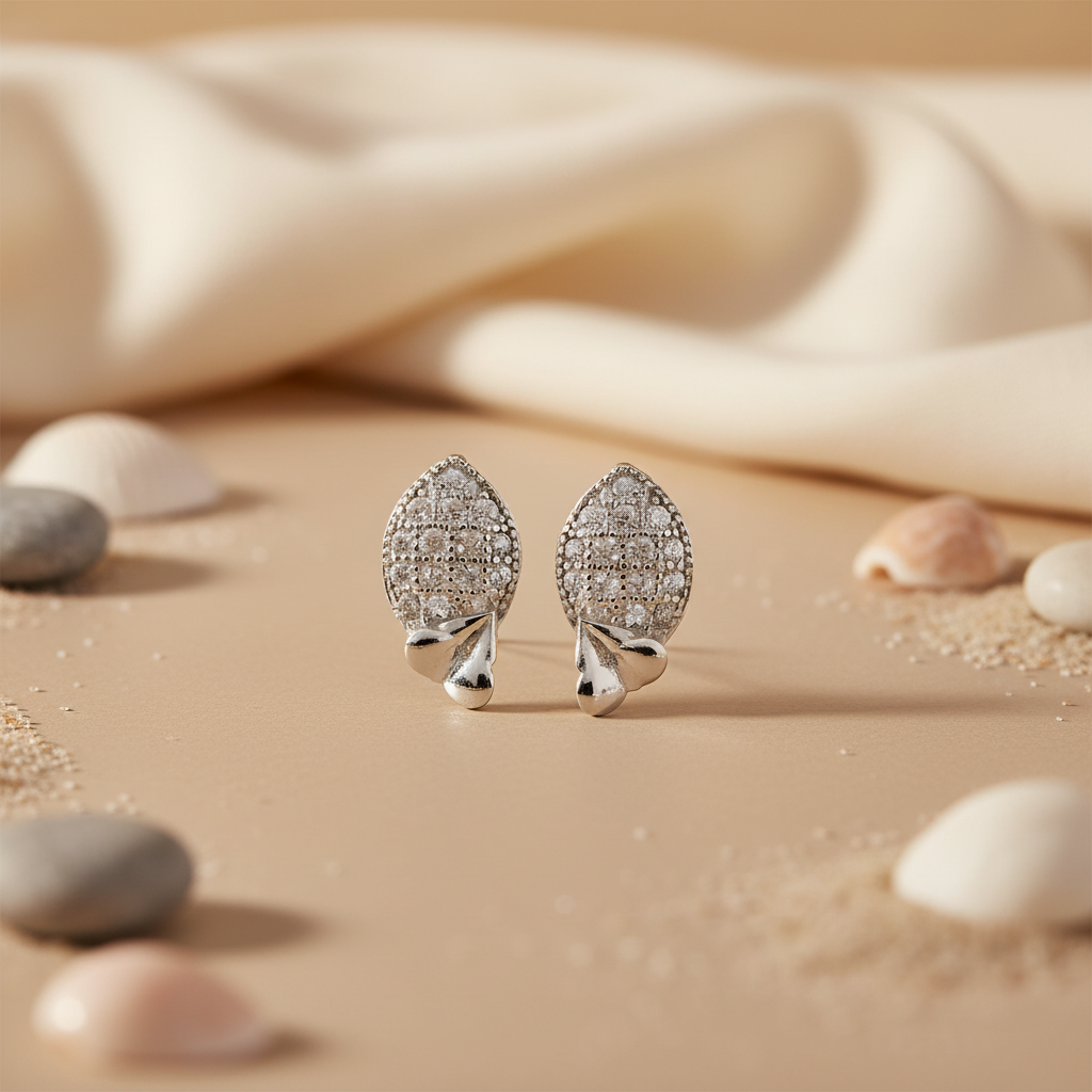 925 Silver Stud Earrings for Women | Daily Wear Leaf Design