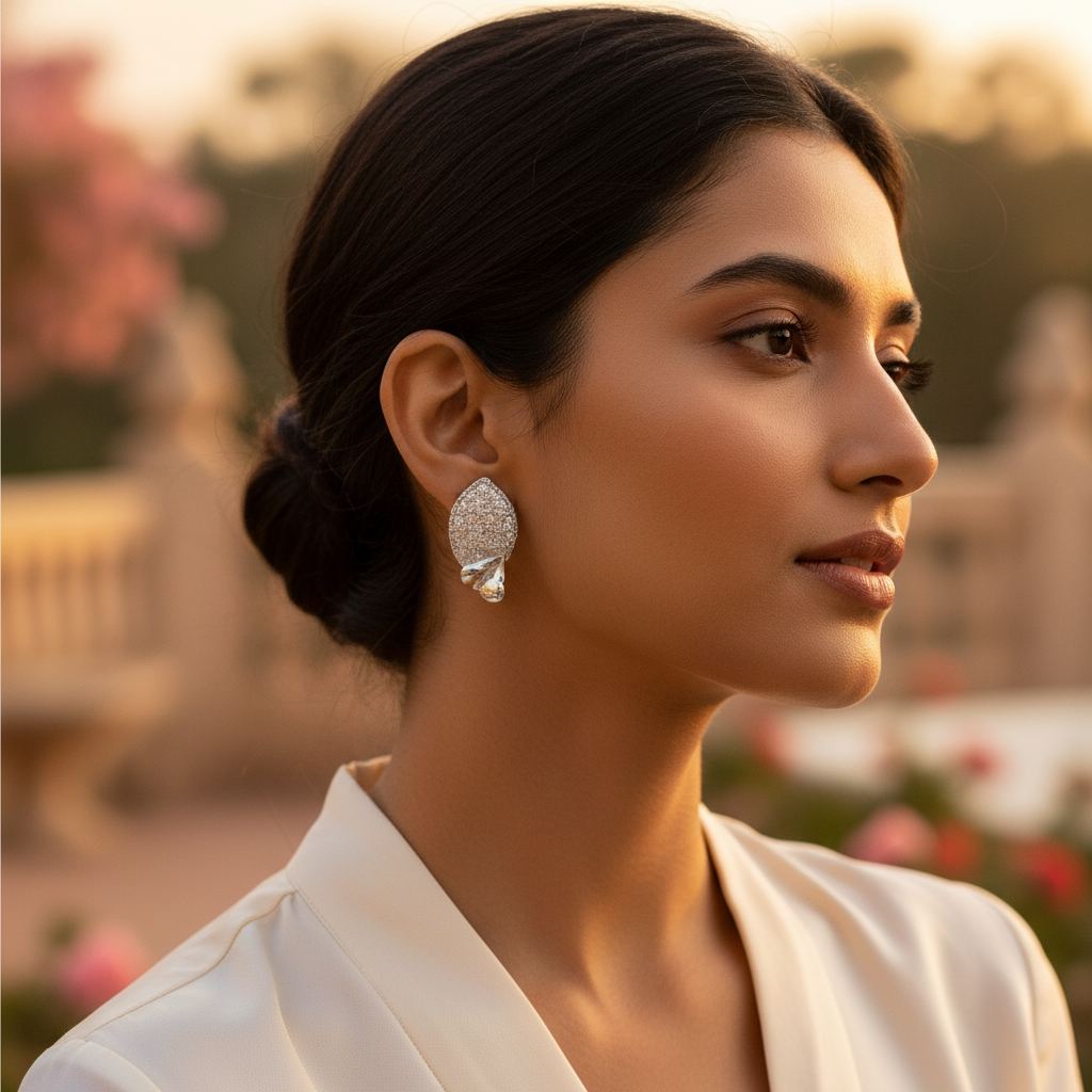 925 Silver Stud Earrings for Women | Daily Wear Leaf Design