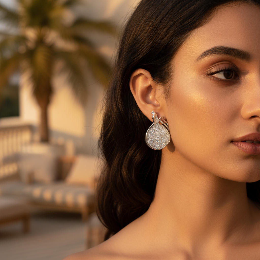 925 silver stud earrings | diamond cut | for women