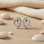 将图像加载到图库查看器中， 925 Silver Heart Stud Earrings with Crystals | Gift for Her
