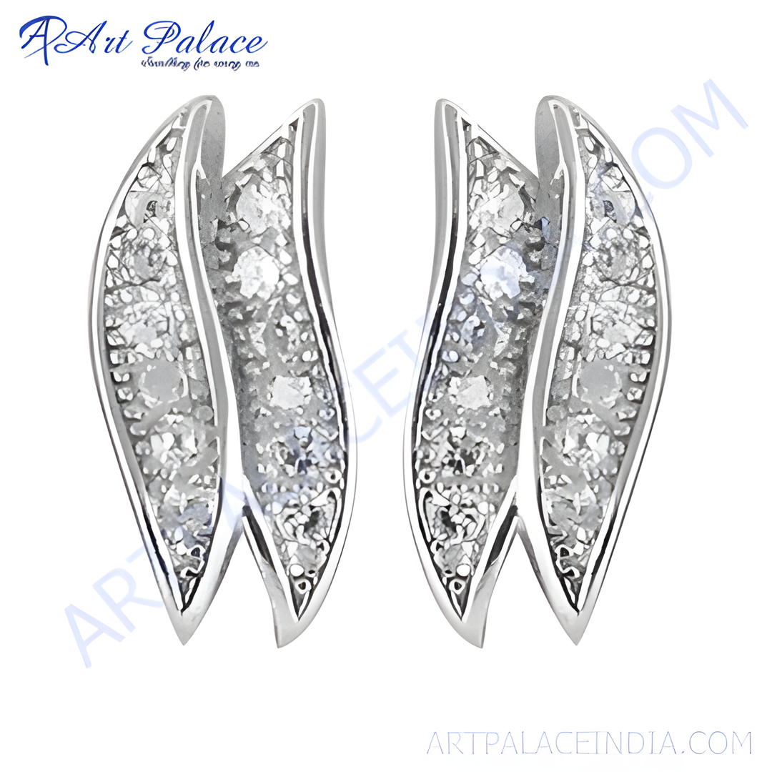 925 sterling silver stud earrings with sparkling cubic zirconia stones, perfect for gifting and daily wear.