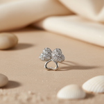 Load image into Gallery viewer, Silver Heart Stud Earrings for Women | Crystal Embellished
