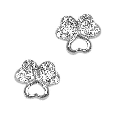 Silver Heart Stud Earrings for Women | Crystal Embellished