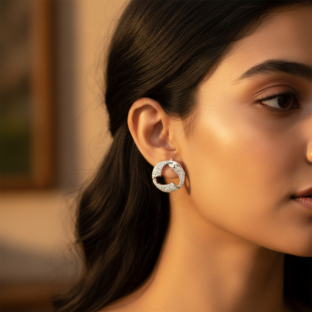 925 Silver Open Circle Earrings | Women's Daily Wear Jewelry