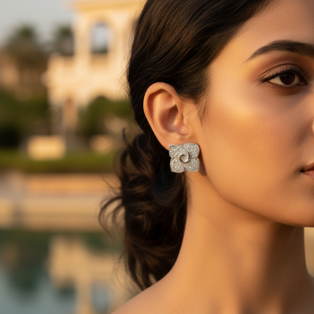 Silver Stud Earrings with Cubic Zirconia | Women's Jewelry Gift