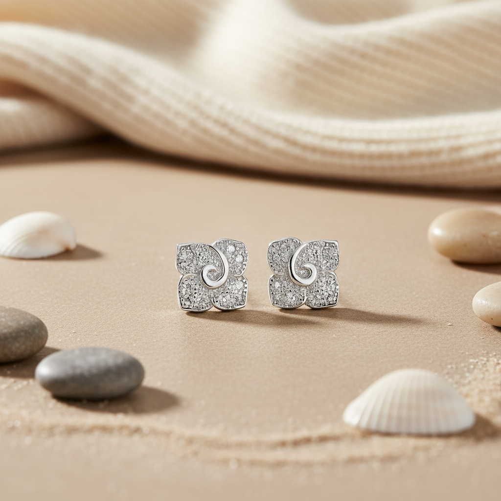 Silver Stud Earrings with Cubic Zirconia | Women's Jewelry Gift