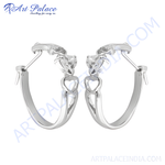 Load image into Gallery viewer, 925 sterling silver heart hoop earrings with a shiny finish, perfect for gifting and daily wear.
