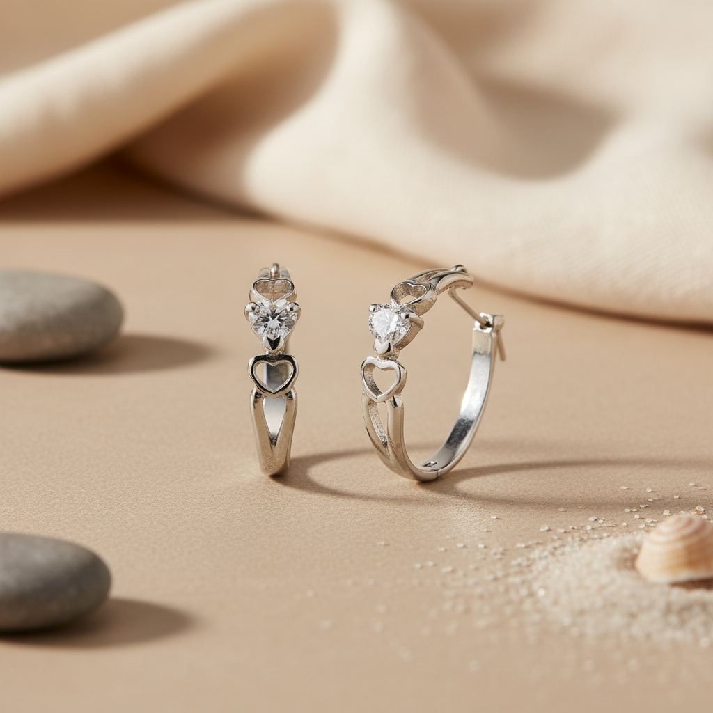 925 Silver Heart Hoop Earrings for Women | Dainty Jewelry Gift