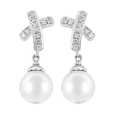 Silver Pearl Drop Earrings for Women | Dangle Earrings | Gift