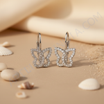 将图像加载到图库查看器中， 镶钻银蝴蝶耳环 | 女士珠宝礼品
