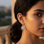 Load image into Gallery viewer, Pendientes florales de plata 925 con circonitas | Regalo de joyería para mujer
