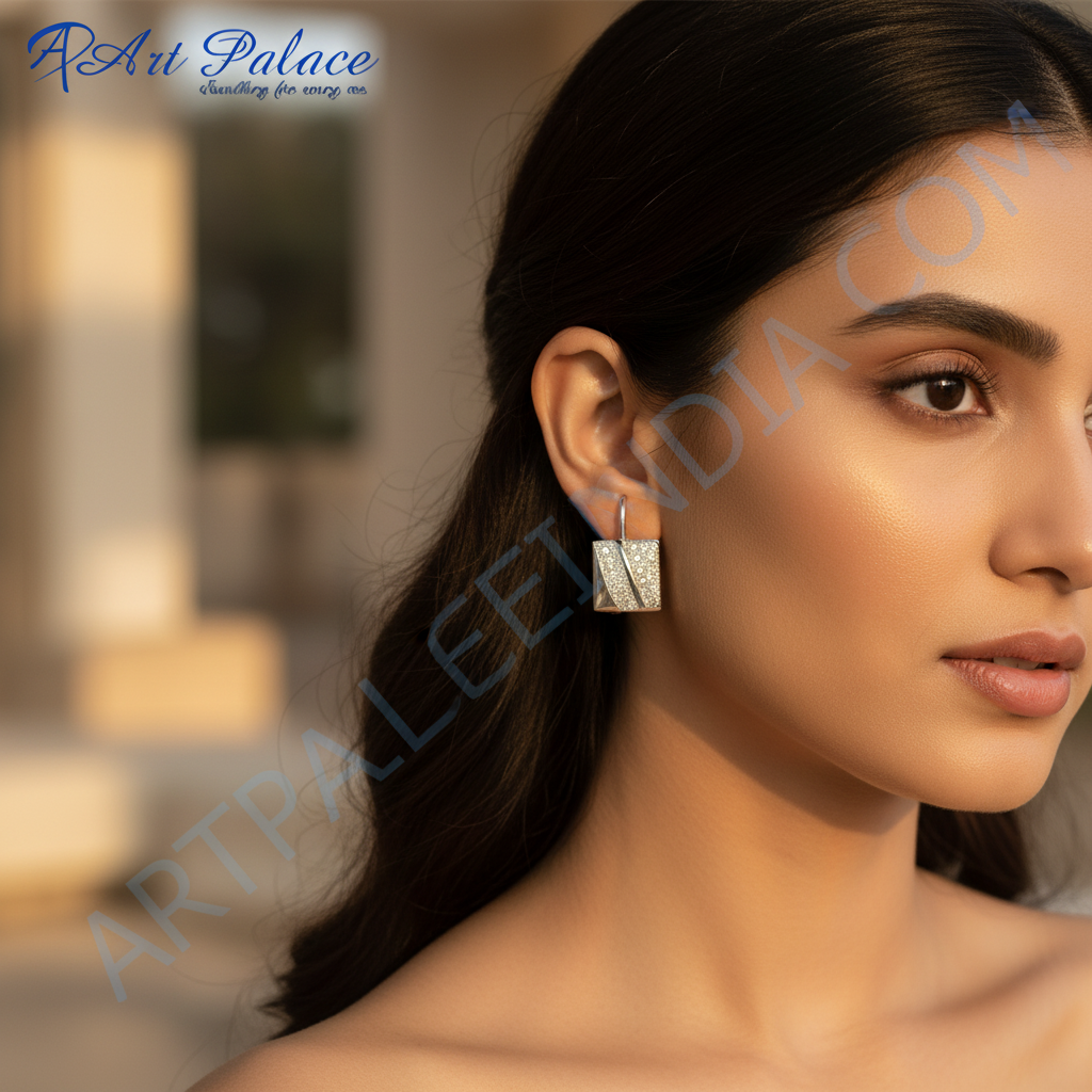 925纯银镶嵌立方氧化锆耳环，女士款 | 日常佩戴