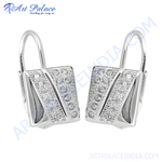 将图像加载到图库查看器中， 925 Sterling Silver drop earrings with sparkling cubic zirconia stones, perfect for women.
