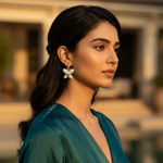 Load image into Gallery viewer, Silver Flower Earrings with Cubic Zirconia | Women's Jewelry Gift
