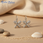 Load image into Gallery viewer, Silver Flower Earrings with Cubic Zirconia | Women's Jewelry Gift
