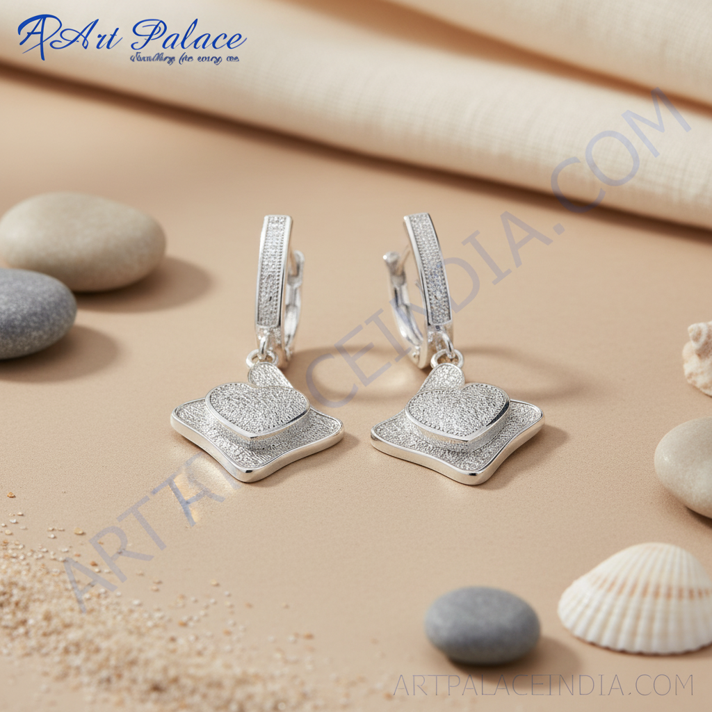 925 Silver Heart Drop Earrings for Women | Dainty Jewelry Gift