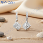 将图像加载到图库查看器中， 925纯银钻石切割水滴耳环，女士款 | 礼物
