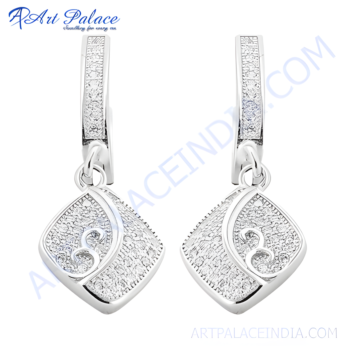 925 sterling silver diamond cut drop earrings for women