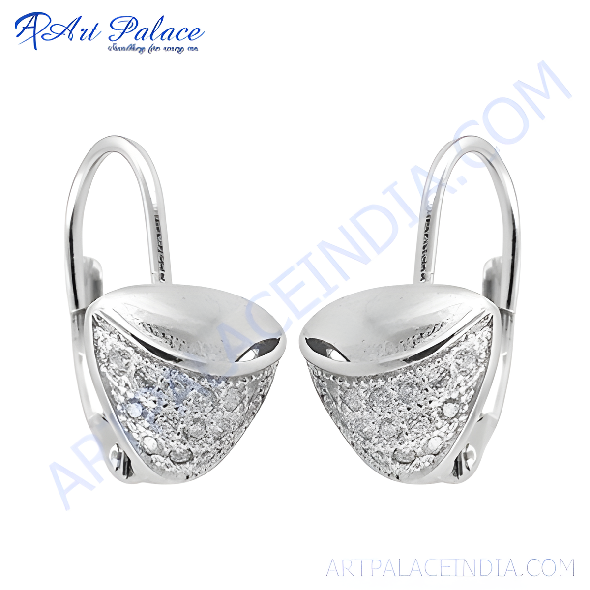 925 sterling silver leverback earrings with pave set cubic zirconia stones, perfect for women