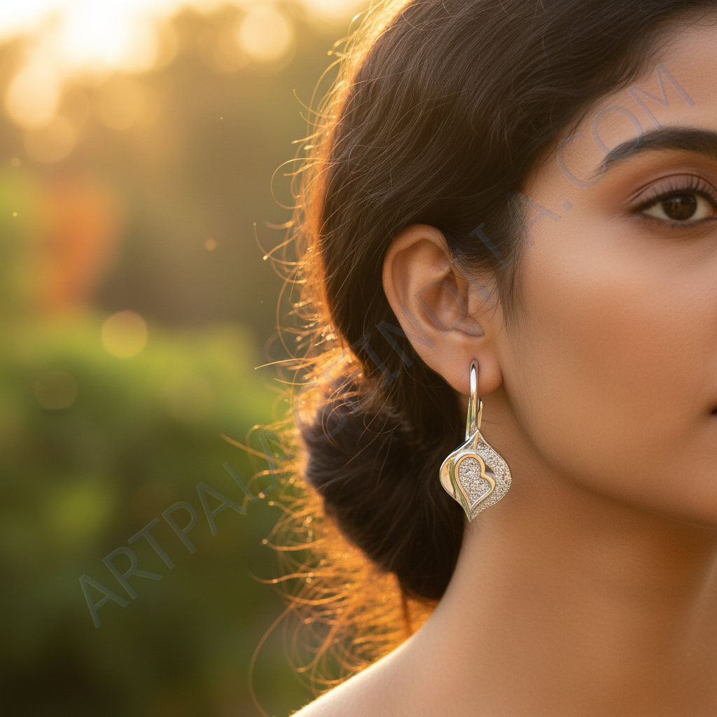 925 Silver Heart Drop Earrings for Women | Dainty Gift