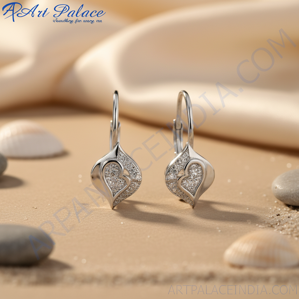 925 silver heart drop earrings for women | dainty gift