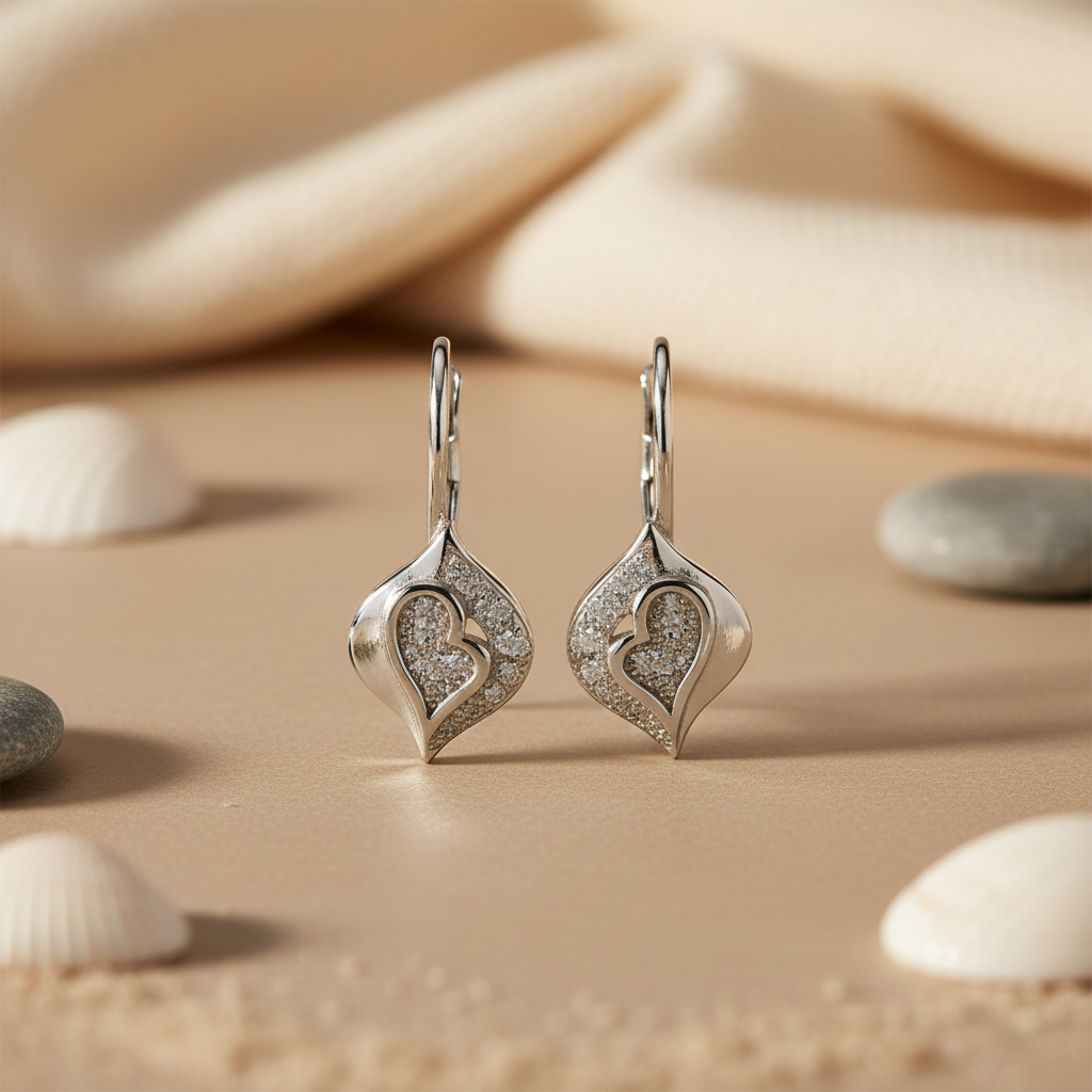 925 Silver Heart Drop Earrings for Women | Dainty Gift