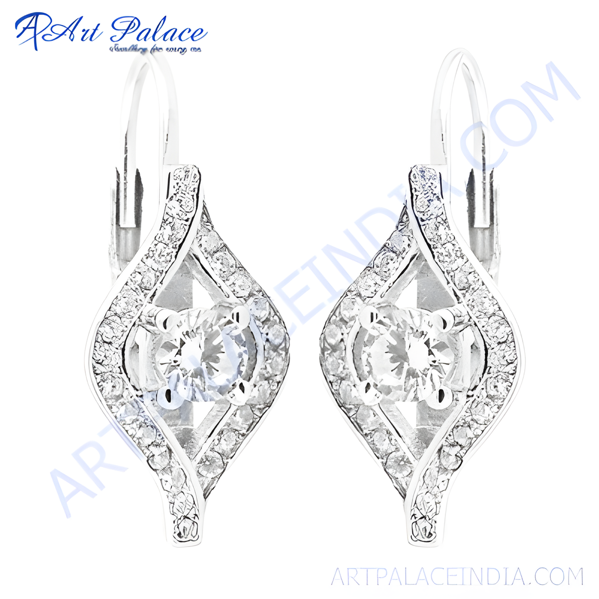 925 sterling silver leverback earrings with round cut cubic zirconia gemstones, sparkling and elegant