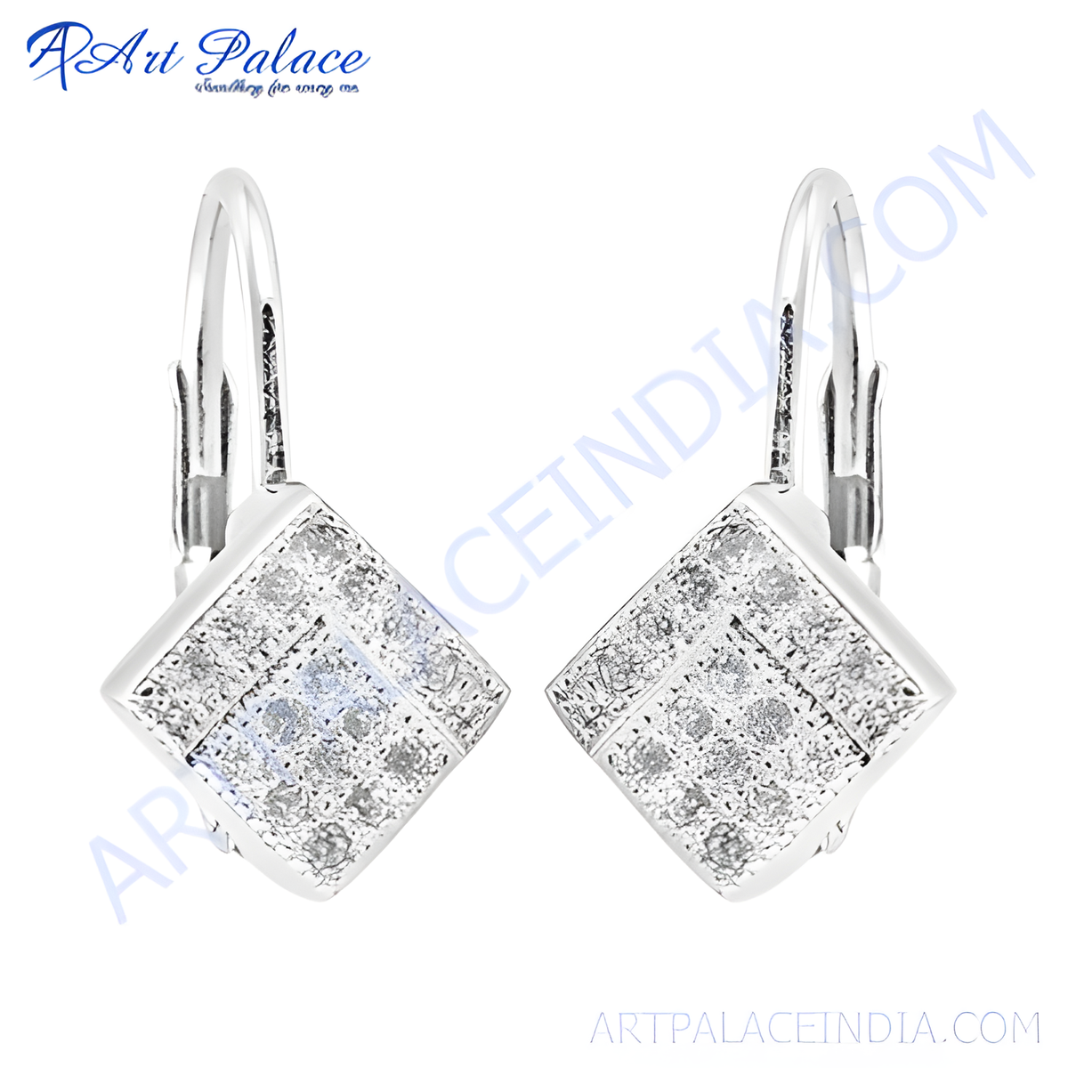 925 silver square leverback earrings with diamond accents, elegant jewelry for women