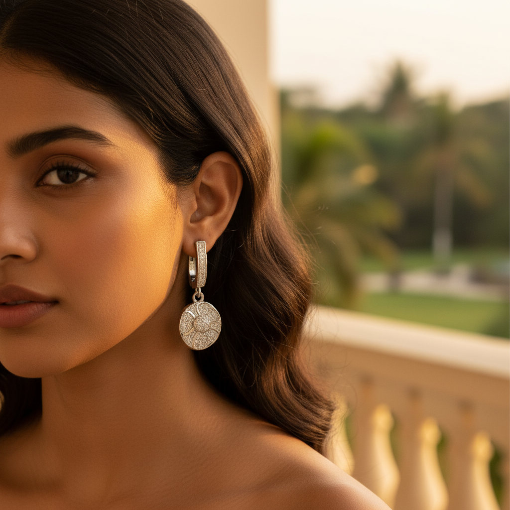 925 Silver Floral Drop Earrings for Women | Dangle Earrings